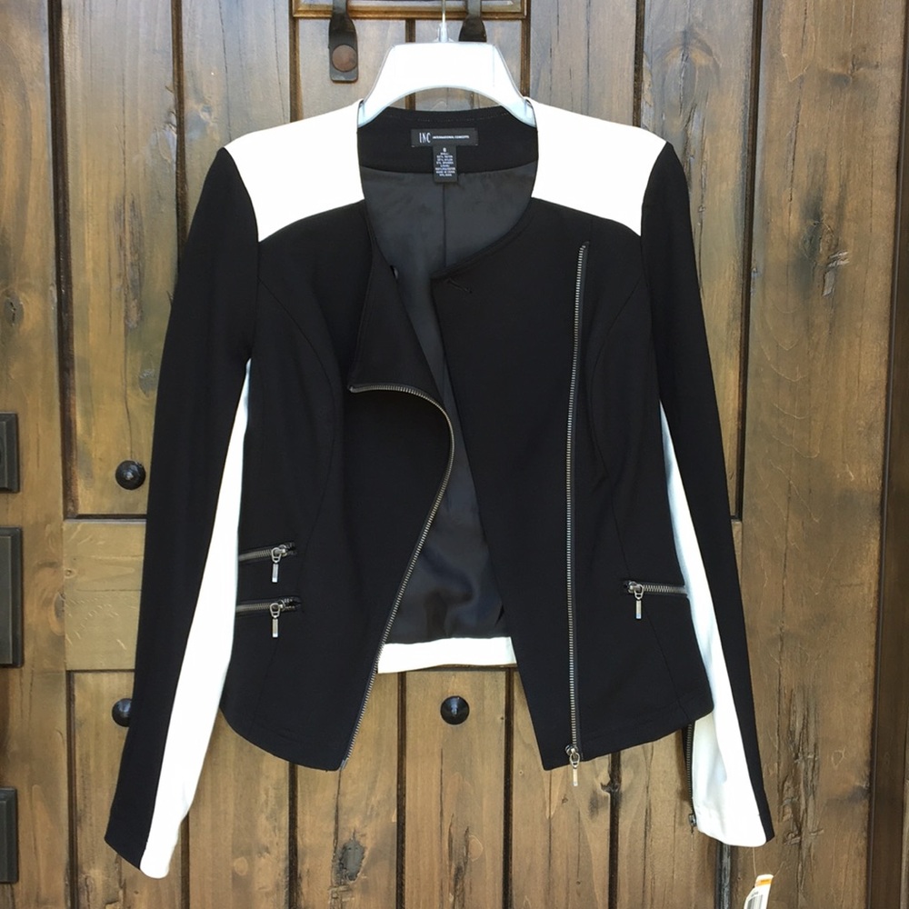 INC Ponte-Knit Color Block Jacket S - Picture 2 of 8